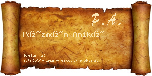 Pázmán Anikó névjegykártya