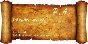 Pázmán Anikó névjegykártya